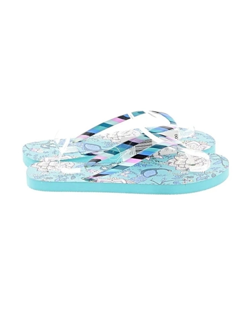 VERA BRADLEY Floral Aqua Printed Flip Flops 9/10 - Picture 4 of 6